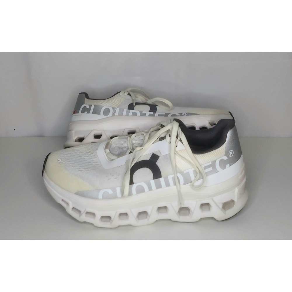 On Cloudmonster Mens Undyed-White Max Cushion Running Shoes Sneakers Size 8.5